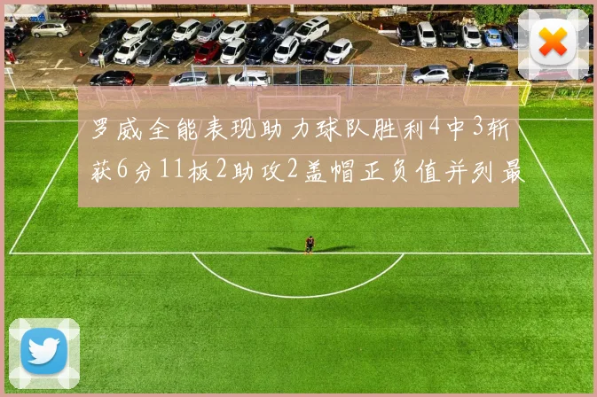 罗威全能表现助力球队胜利4中3斩获6分11板2助攻2盖帽正负值并列最高